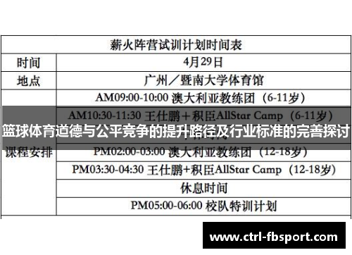 篮球体育道德与公平竞争的提升路径及行业标准的完善探讨 篮球体育道德与公平竞争的提升路径及行业标准的完善探讨